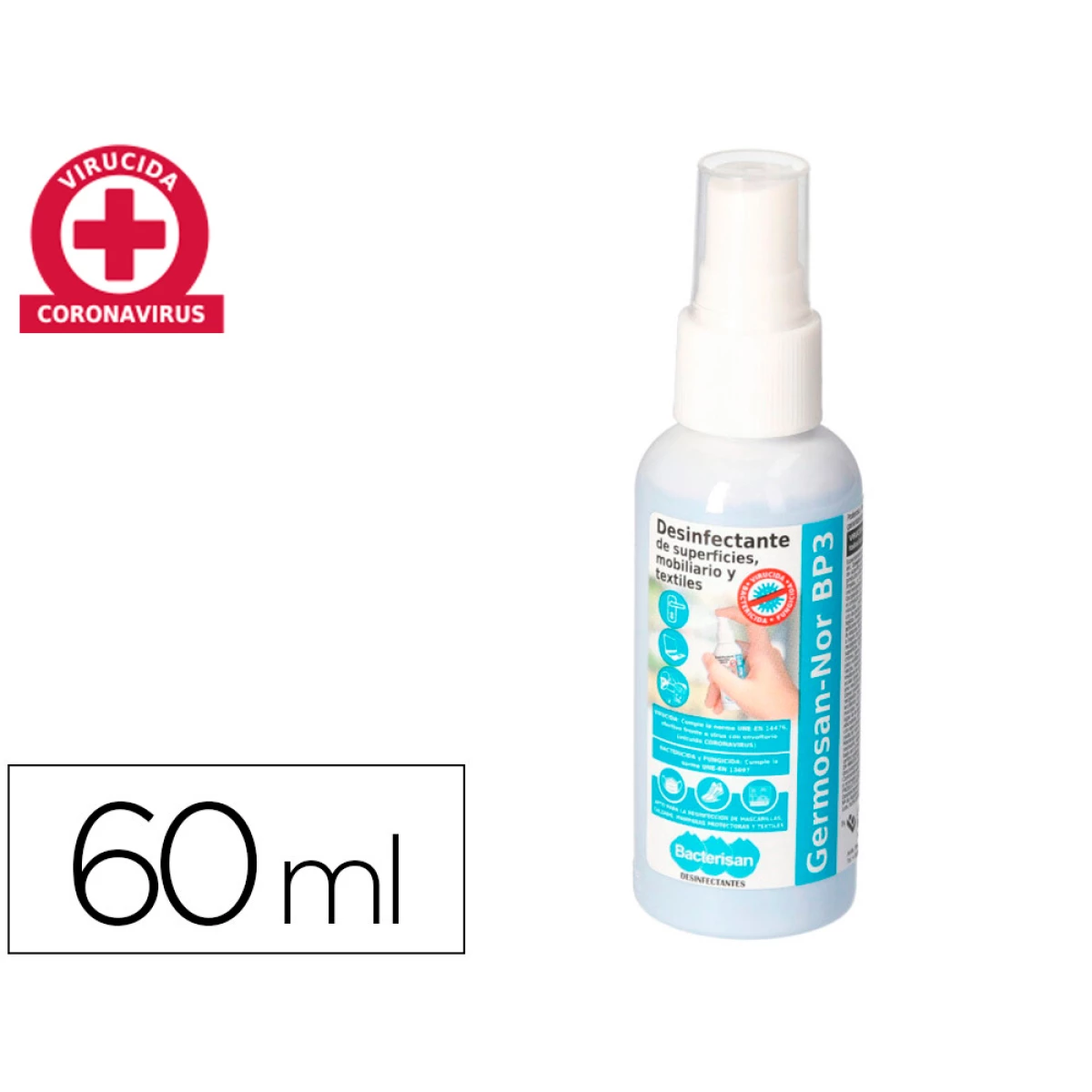 Thumbnail-Liquido de limpeza higienizante desemfetante germosan nor bp3 para superficies e mobiliario frasco pulverizador de 60 ml