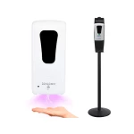 Thumbnail-Dispensador higienico de sabao automatico com sensor e suporte metalico q-connect 152 cm altura 1000 ml cor branco 13×11