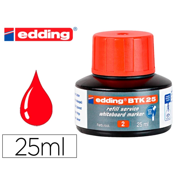 Thumbnail-Tinta marcador edding quadro branco btk-25 cor vermelho frasco de 25 ml