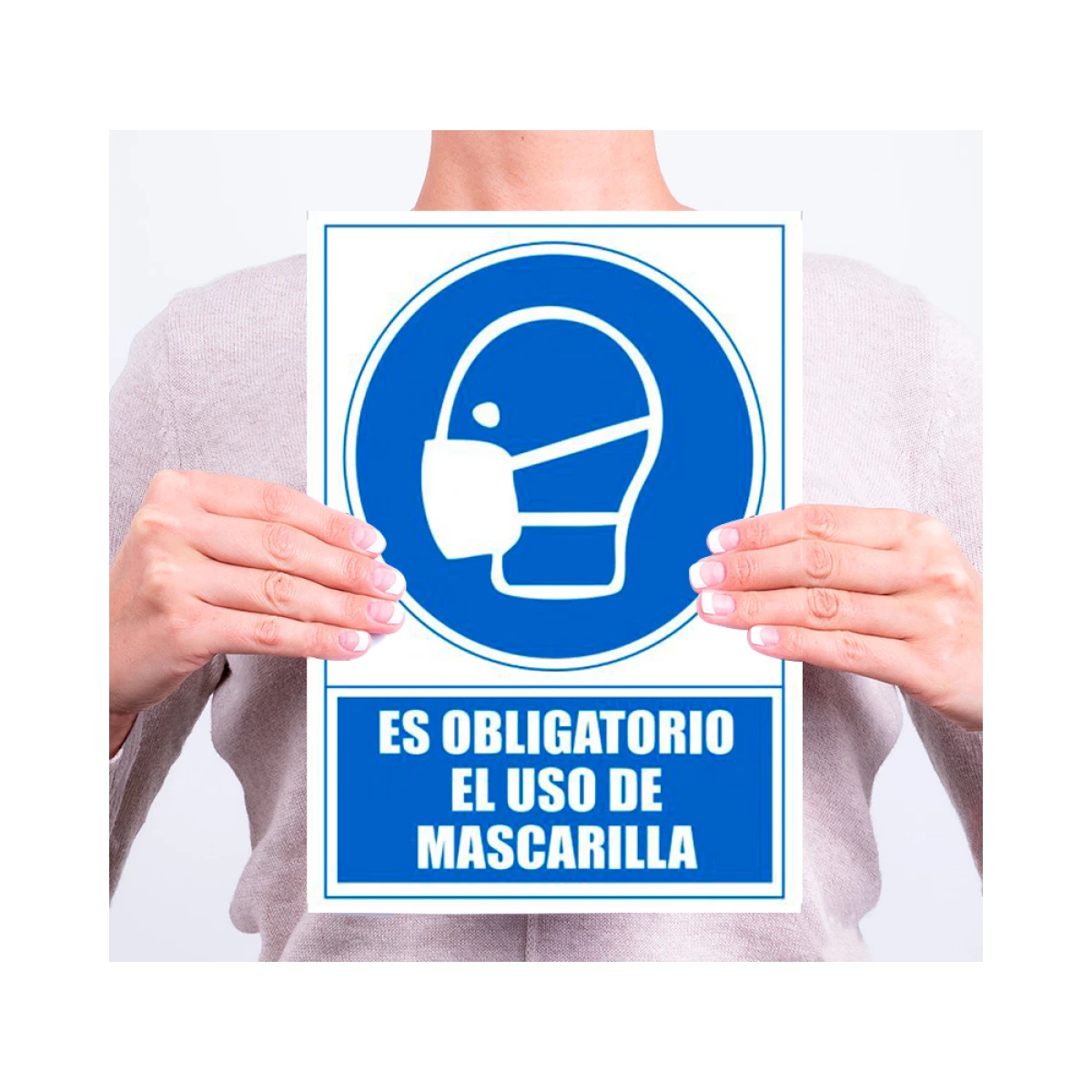 Galery – Pictograma archivo 2000 obrigatorio o uso de mascara pvc cor azul 210×297 mm0