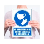 Galery – Pictograma archivo 2000 obrigatorio o uso de luvas e mascara pvc cor azul 210×297 mm0