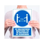 Galery – Pictograma archivo 2000 obrigatorio manter 2 m de distancia de seguranca pvc cor azul 210×297 mm0