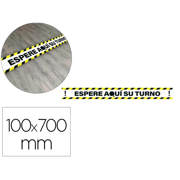 Thumbnail-Pictograma archivo 2000 espere pelo seu turno mantenha a distancia de seguranca vinil adesivo amarelo 100×700 mm