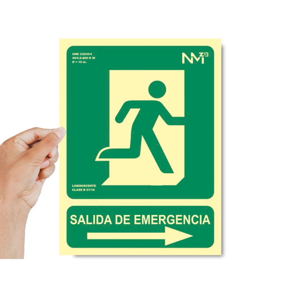 Galery – Pictograma archivo 2000 saida de emergencia direita pvc verde luminiscente 224×300 mm0