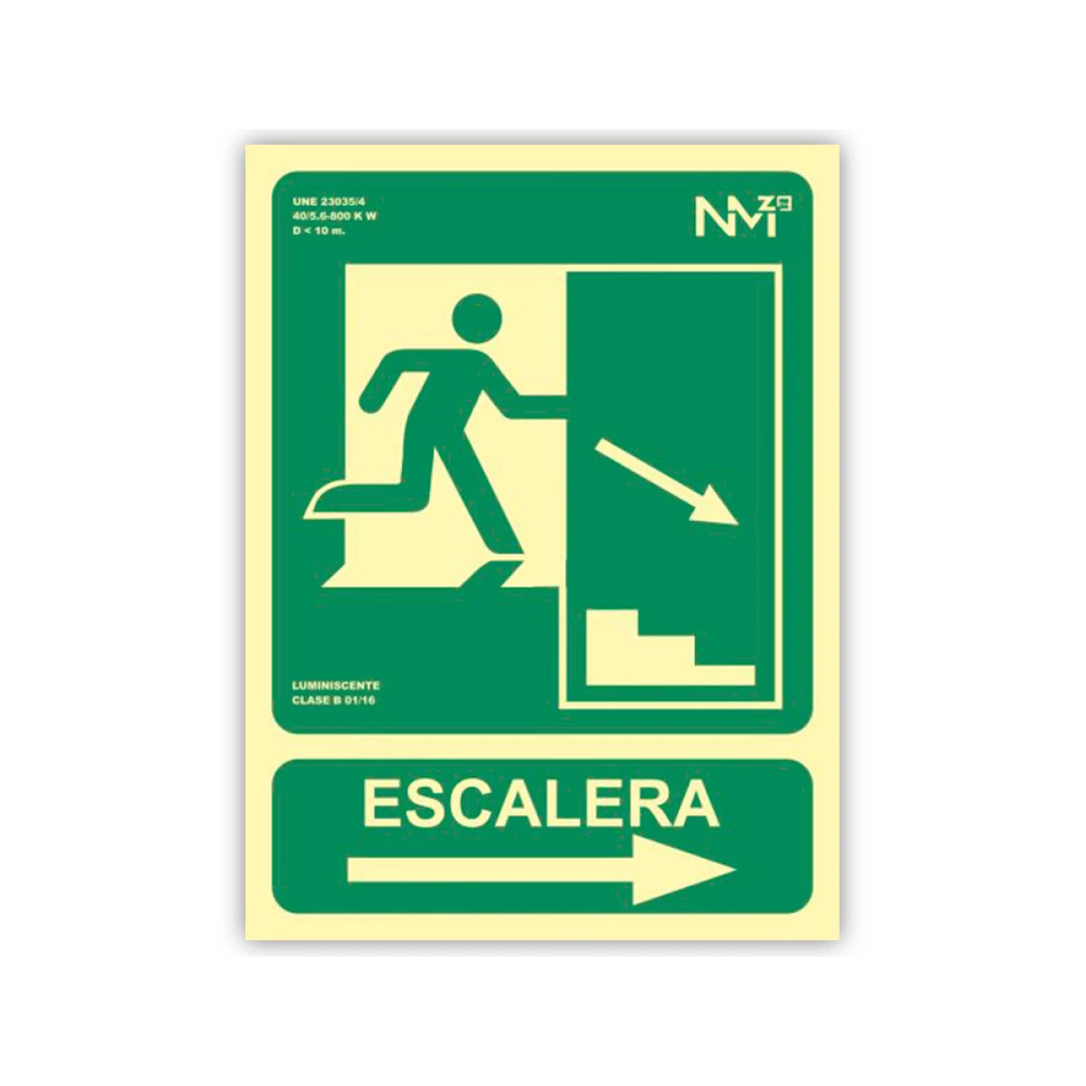 Galery – Pictograma archivo 2000 saida emergencia escada descer direita pvc verde luminiscente 224×300 mm0