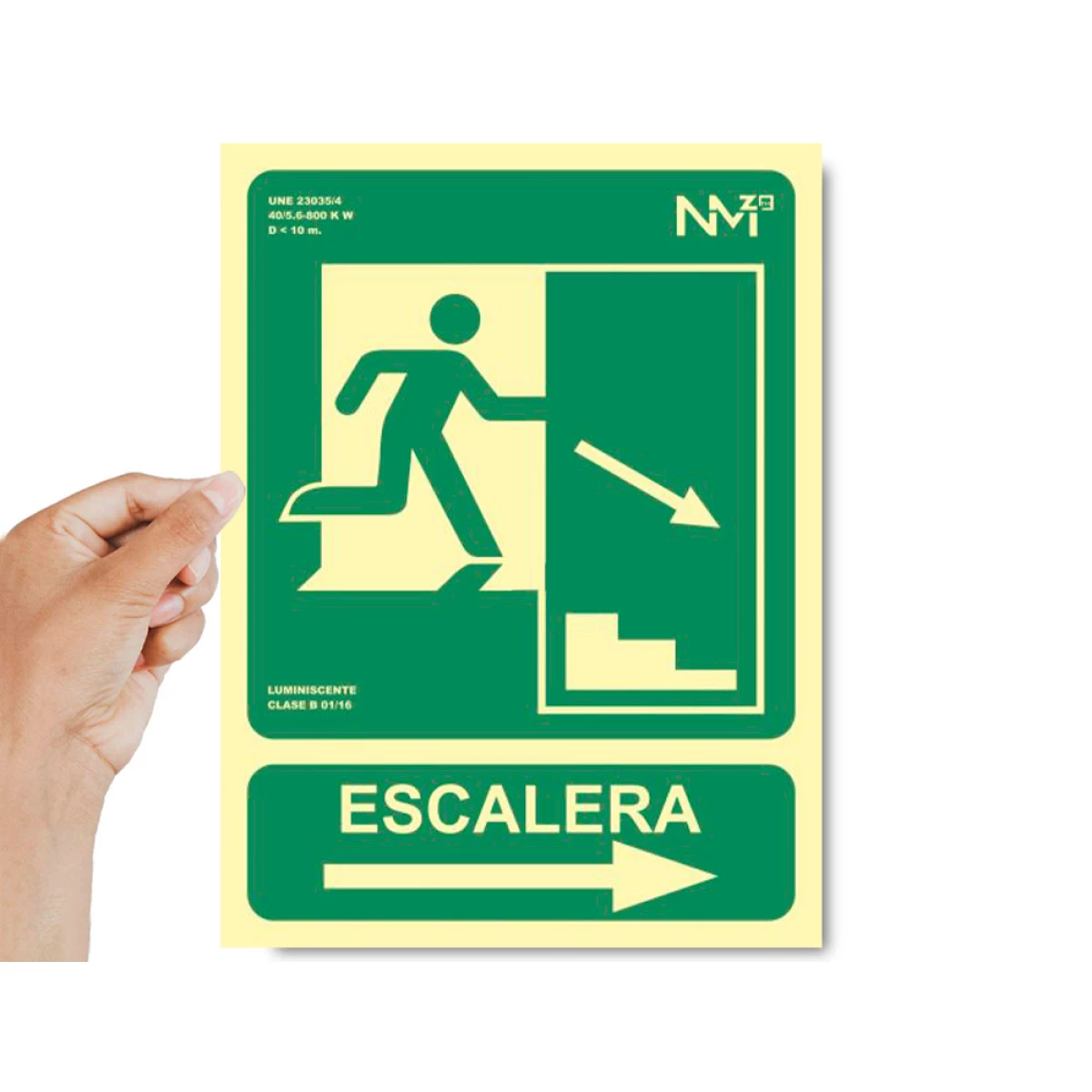 Galery – Pictograma archivo 2000 saida emergencia escada descer direita pvc verde luminiscente 224×300 mm0