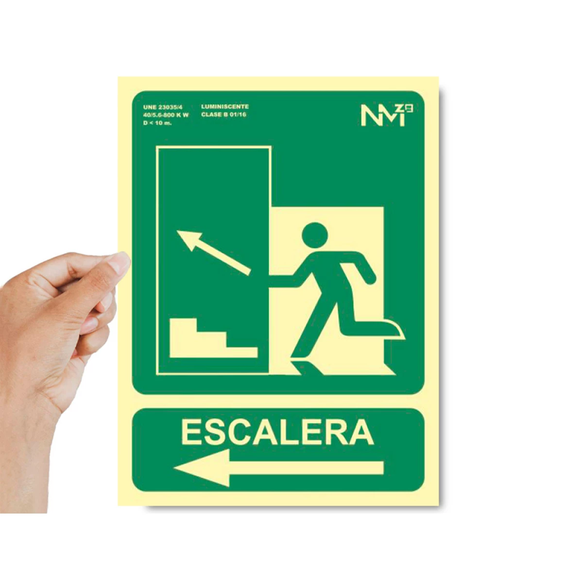 Galery – Pictograma archivo 2000 saida emergencia escada subir esquerda pvc verde luminiscente 224×300 mm0