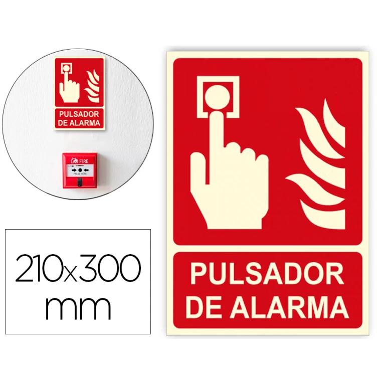 Thumbnail-Pictograma archivo 2000 botao de alarme pvc vermelho luminiscente 210×300 mm