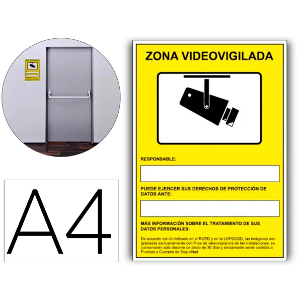 Thumbnail-Pictograma archivo 2000 camaras de vigilancia em gravacao as 24 horas pvc amarelo luminiscente 210×297 mm