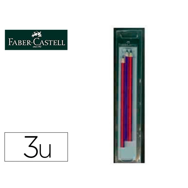 Thumbnail-Lapis bicolor fino faber castell 2160-rb hexagonal vermelho/azul blister de 3 unidades