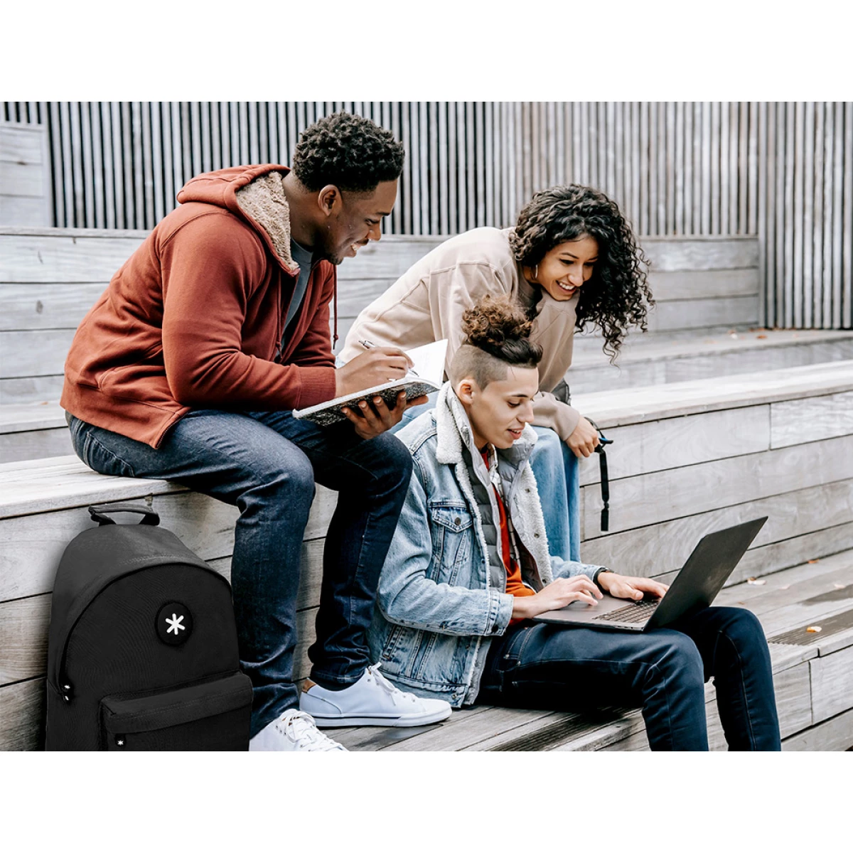 Galery – Mochila para portatil 14,1/’ antartik com pega e bolsos com fecho cor preto 310x160x410 mm0