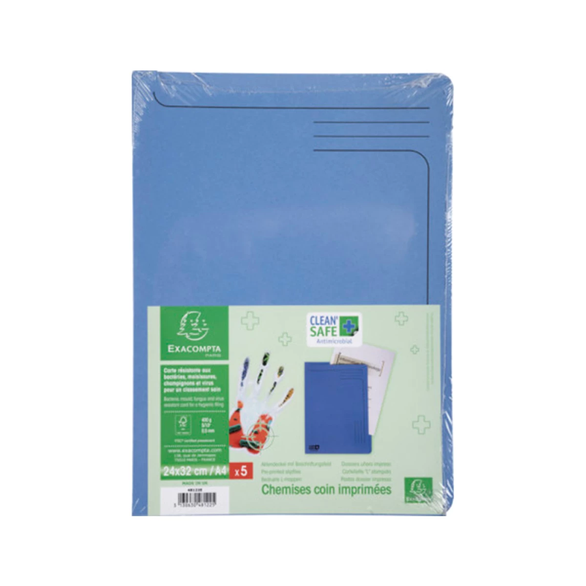 Galery – Bolsa dossier exacompta clean safe cartolina 400 gr din a4 azul pack de 5 unidades0