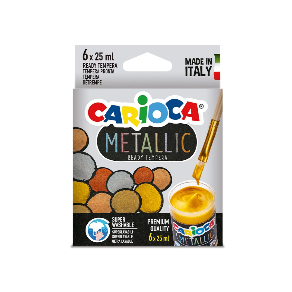 Galery – Guache escolar carioca metallic frasco 25 ml caixa de 6 cores sortidas0