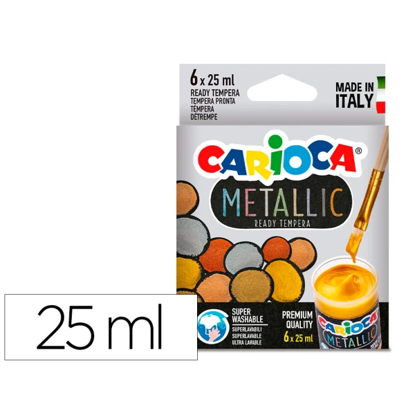 Thumbnail-Guache escolar carioca metallic frasco 25 ml caixa de 6 cores sortidas