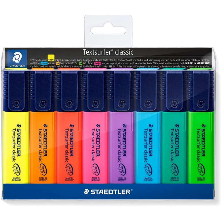 Thumbnail-Staedtler Textsurfer Classic 364 Pacote com 8 marcadores fluorescentes – Secagem rápida – Curso 1 – 5 mm – Cores sortidas