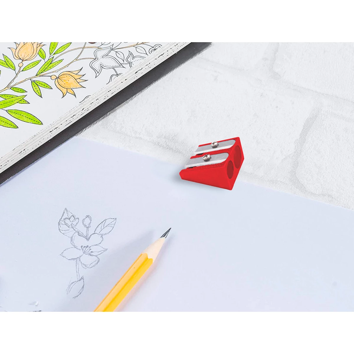 Galery – Apara lapis liderpapel metalico 2 usos cor vermelho0