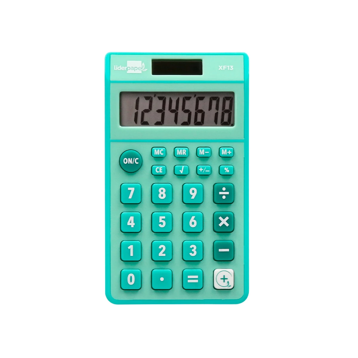 Galery – Calculadora liderpapel de bolso xf13 8 digitos solar e pilhas cor verde 115x65x8 mm0