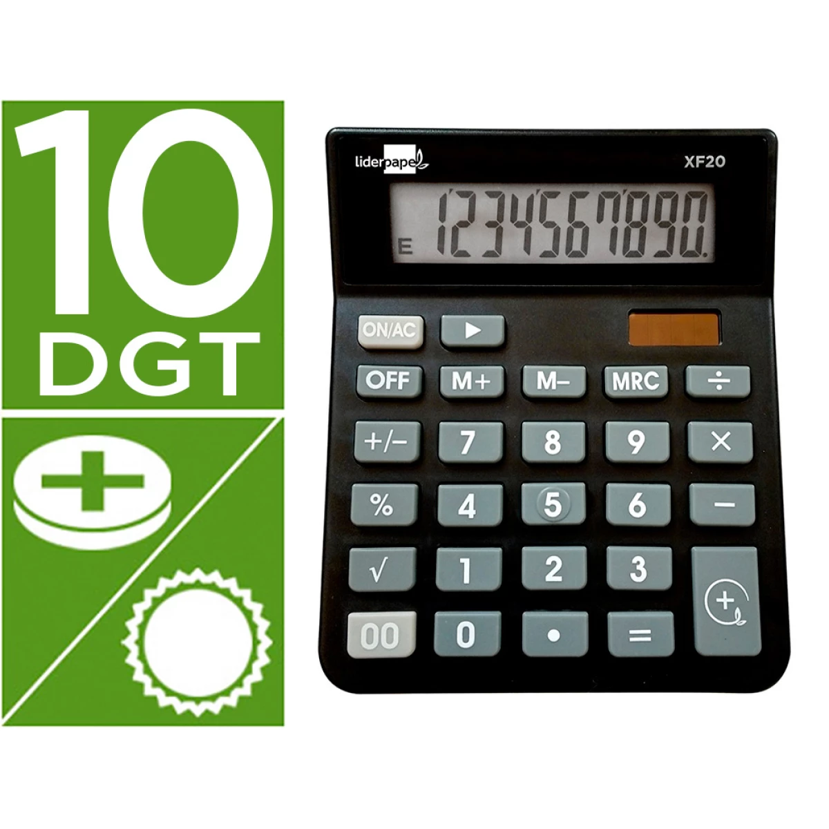 Thumbnail-Calculadora liderpapel de secretaria xf20 10 digitos solar e pilhas cor preto 127x105x24 mm