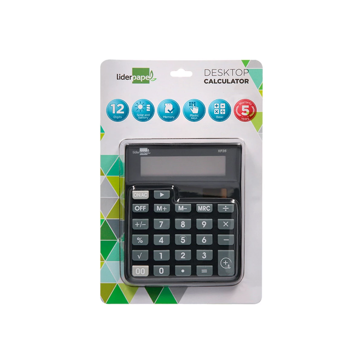 Galery – Calculadora liderpapel de secretaria xf26 12 digitos solar e pilhas 127x105x24 mm cor preto0