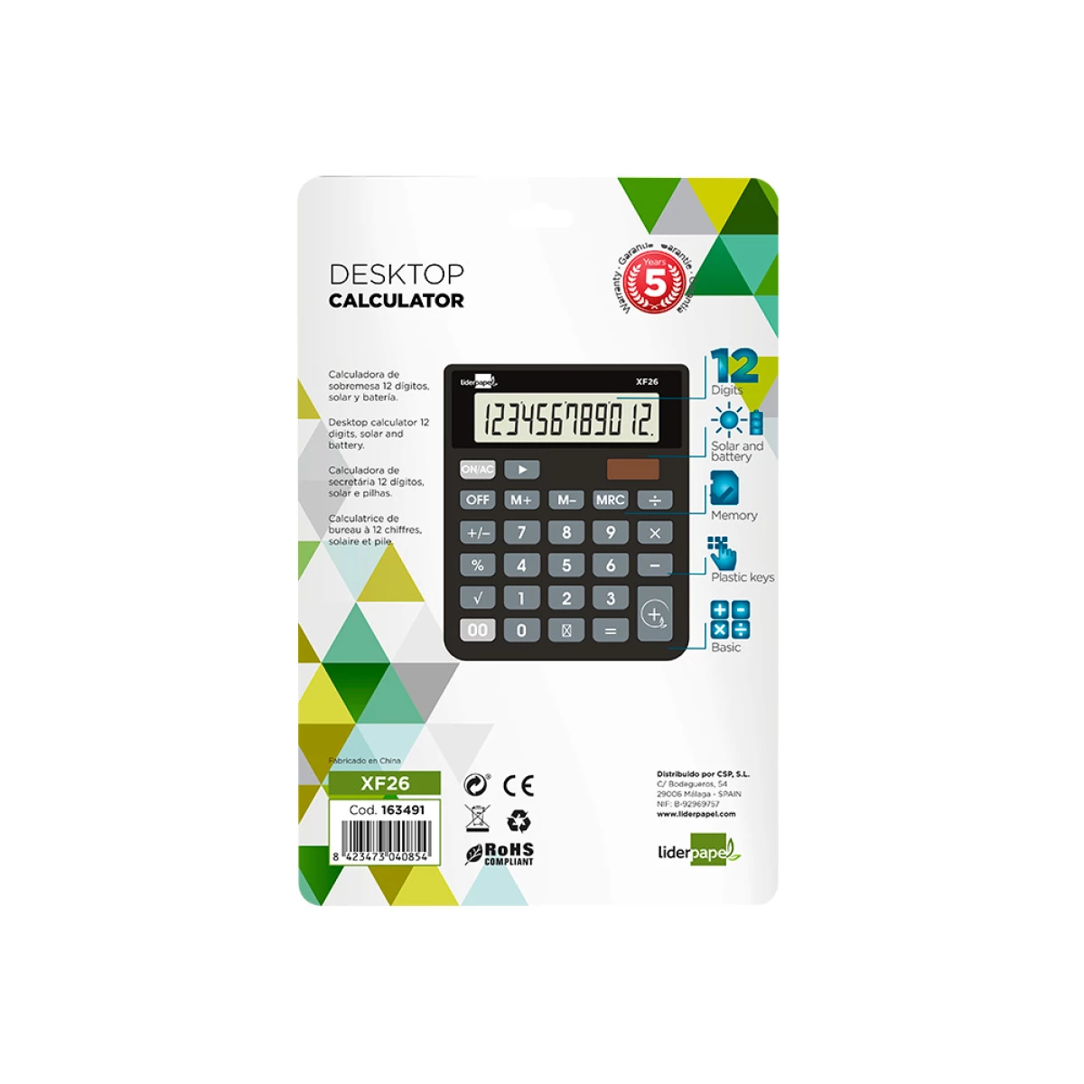 Galery – Calculadora liderpapel de secretaria xf26 12 digitos solar e pilhas 127x105x24 mm cor preto0