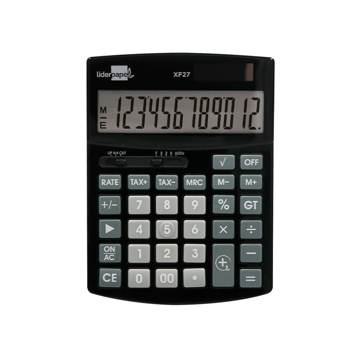 Galery – Calculadora liderpapel de secretaria xf27 12 digitos taxas solar e pilhas cor preto 155x115x25 mm0