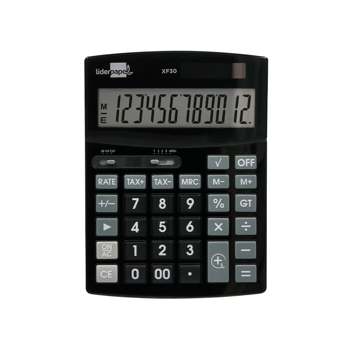 Galery – Calculadora liderpapel de secretaria xf30 12 digitos taxas solar e pilhas cor preto 190x140x25 mm0