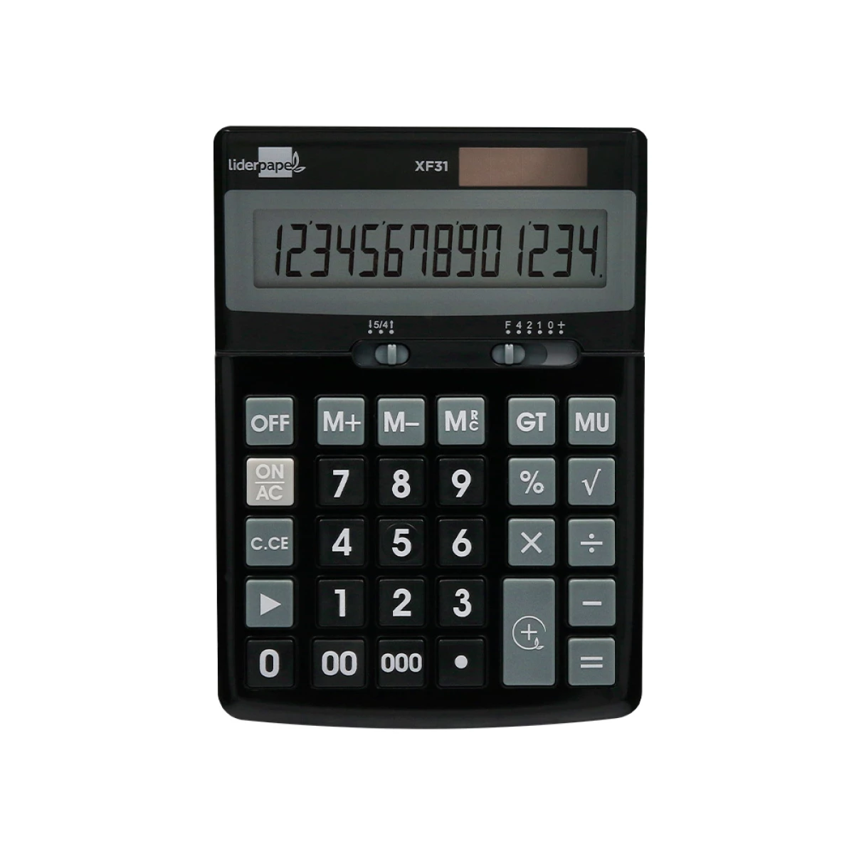 Galery – Calculadora liderpapel de secretaria xf31 14 digitos solar e pilhas cor preto 170x122x35 mm0