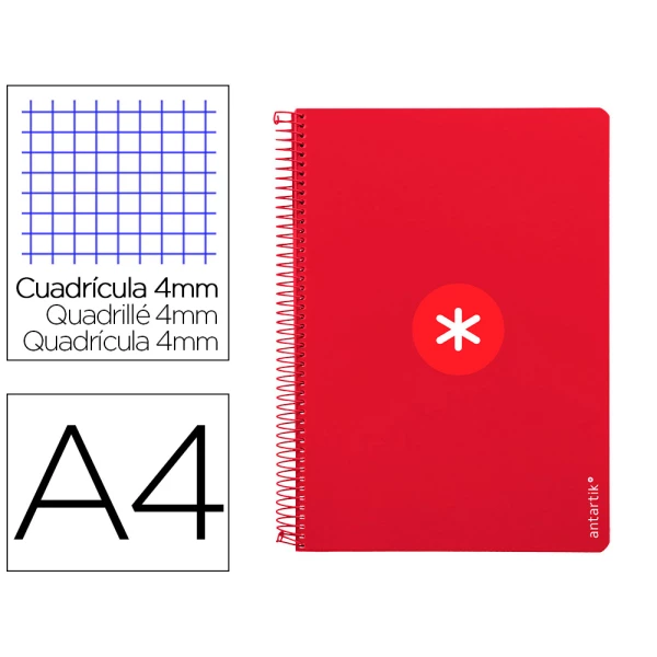 Thumbnail-Caderno espiral liderpapel a4 antartik capa dura 80f 100gr quadricula 4mm com margem cor framboesa