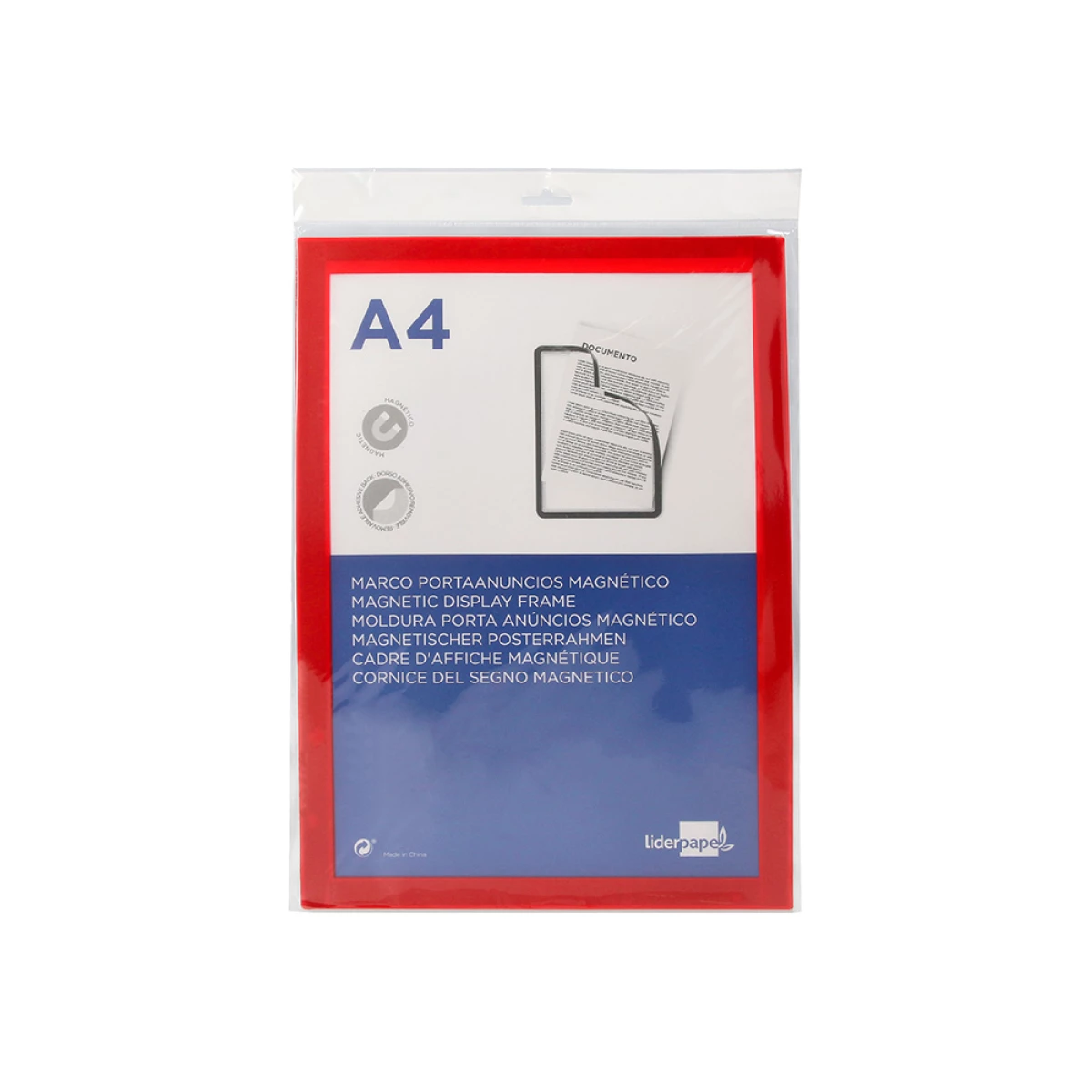 Galery – Moldura porta anuncios liderpapel magnetica din a4 suporte adesivo removivel cor vermelho0