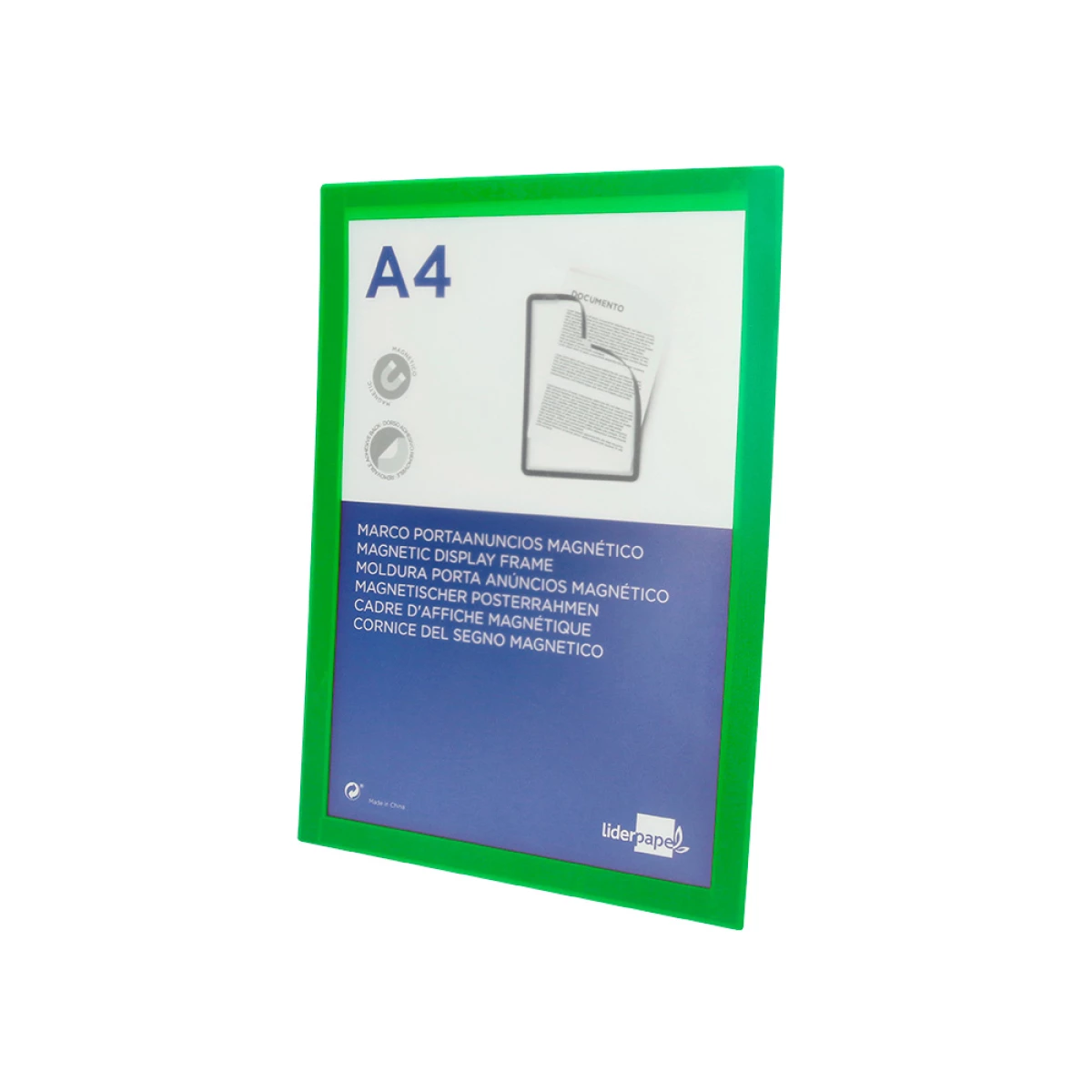 Galery – Moldura porta anuncios liderpapel magnetica din a4 suporte adesivo removivel cor verde0