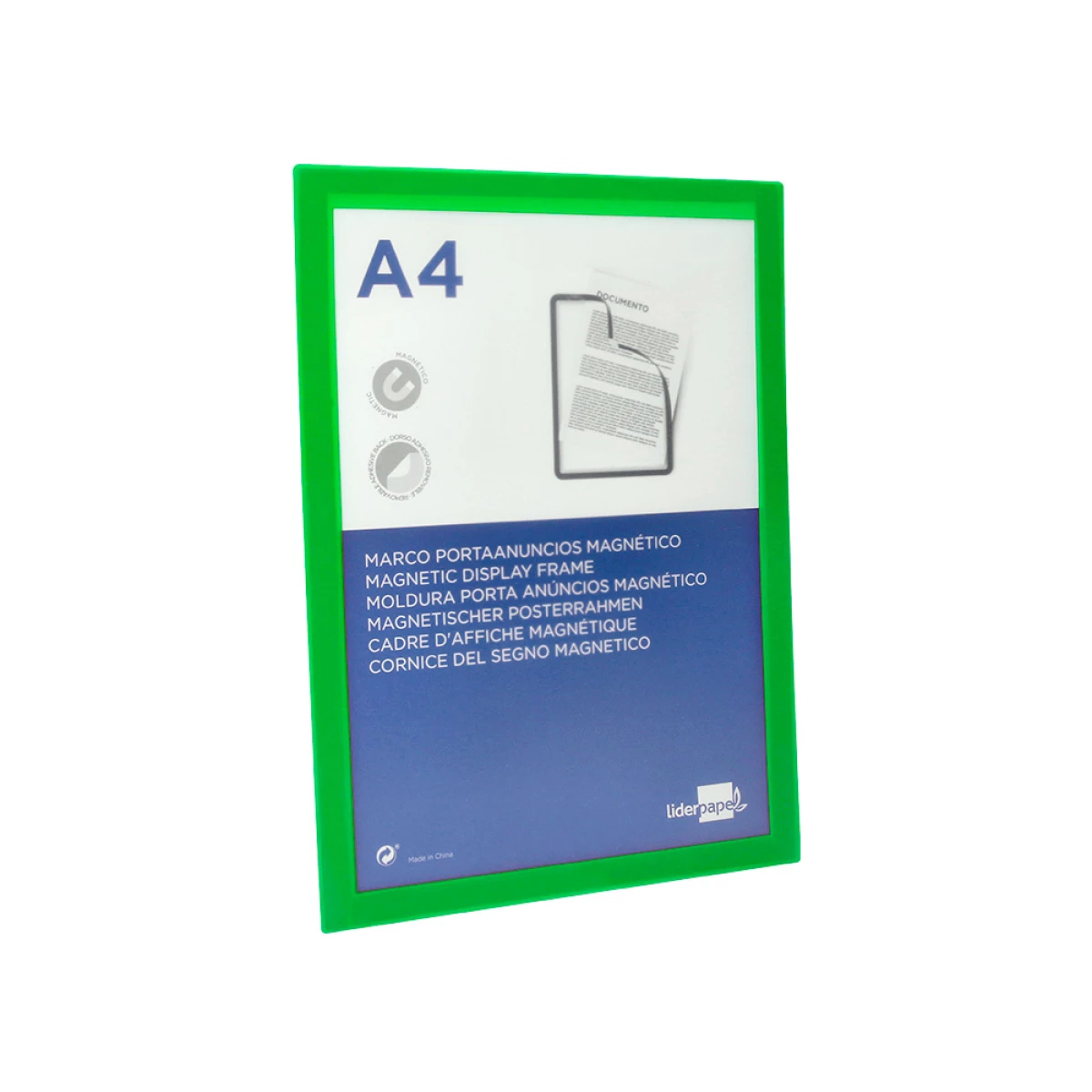 Galery – Moldura porta anuncios liderpapel magnetica din a4 suporte adesivo removivel cor verde0