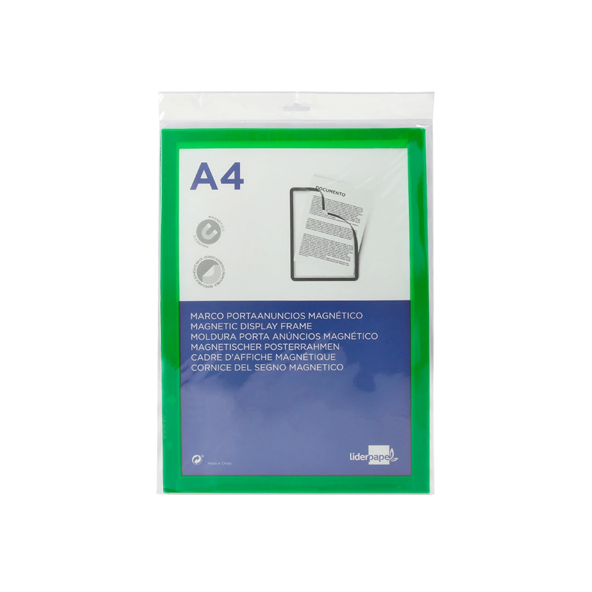 Galery – Moldura porta anuncios liderpapel magnetica din a4 suporte adesivo removivel cor verde0