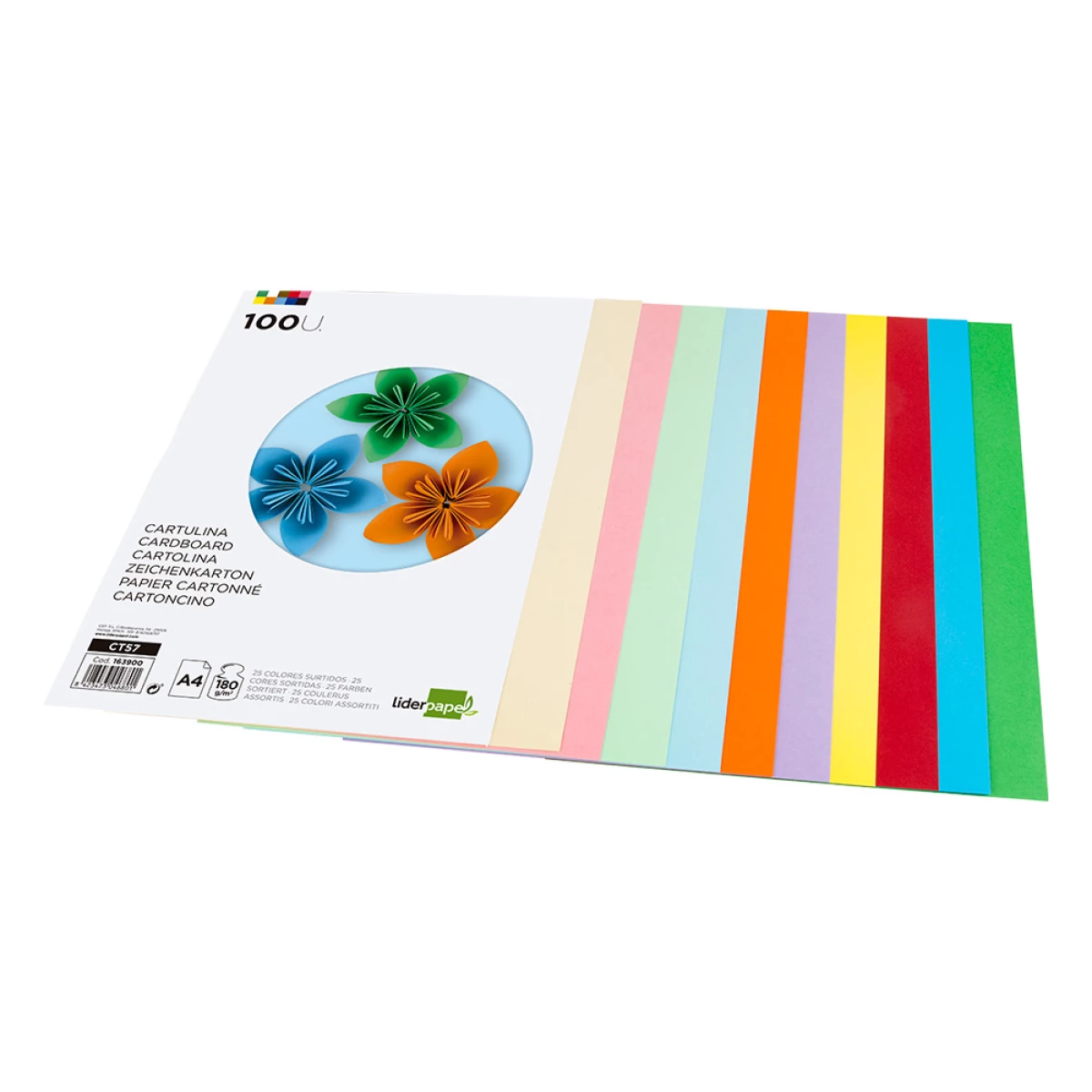 Galery – Cartolina liderpapel din a4 180 gr 25 cores sortidas pack de 100 unidades0