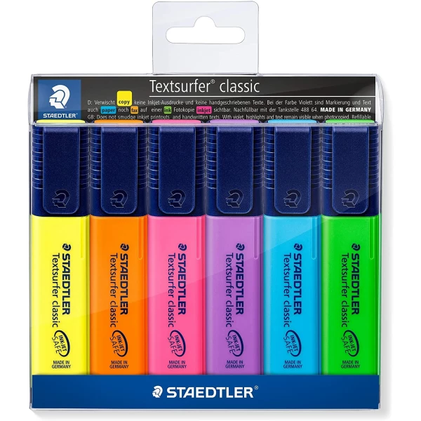 Thumbnail-Staedtler Textsurfer Classic 364 Pacote com 6 marcadores fluorescentes – Secagem rápida – Curso 1 – 5 mm aprox – Cores sortidas