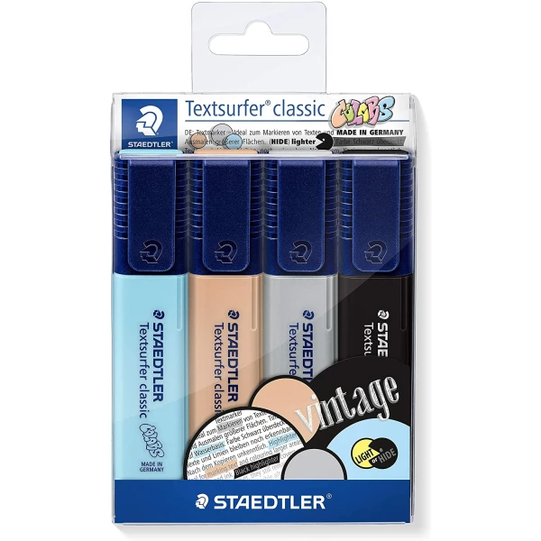 Thumbnail-Staedtler Textsurfer Classic 364 Pacote com 4 marcadores fluorescentes – Secagem rápida – Curso 1 – 5 mm aprox – Cores sortidas