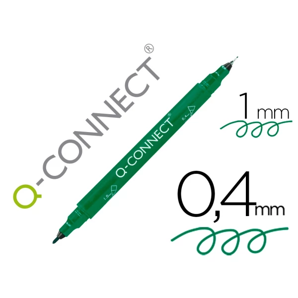 Thumbnail-Marcador q-connect marcador permanente dupla ponta cor verde 0,4 mm e 1 mm – 10 unidades