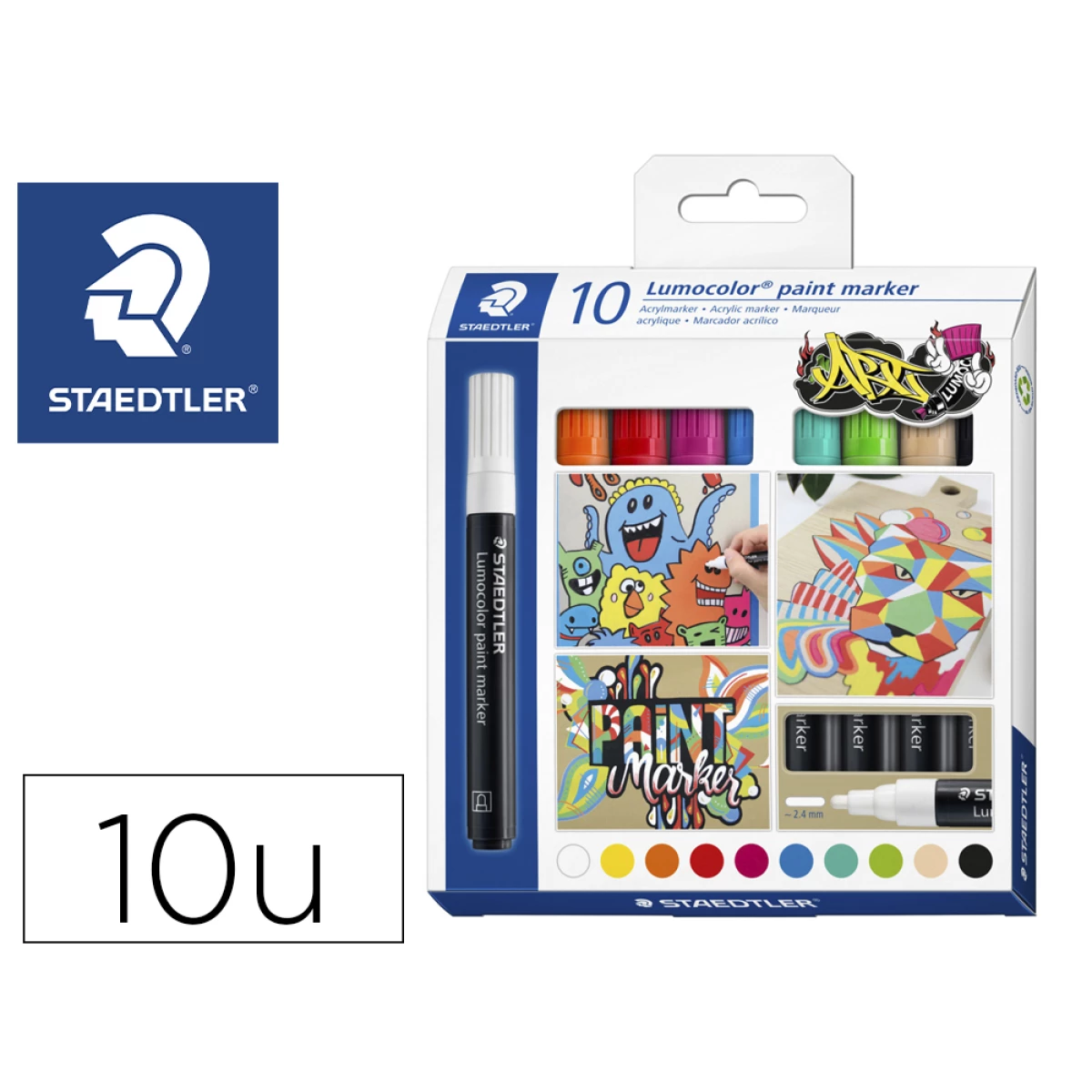 Thumbnail-Rotulador staedtler tinta acrilica punta redonda 2,4 mm estuche de 10 unidades colores surtidos