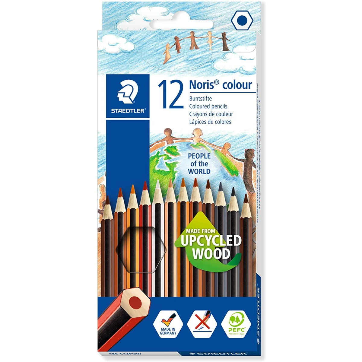 Thumbnail-Staedtler Noris Color 185 Pacote com 12 Lápis Hexagonais Coloridos – Feito em Wopex – Muito Resistente – Madeira de Fontes Sustentáveis – Cores Variadas