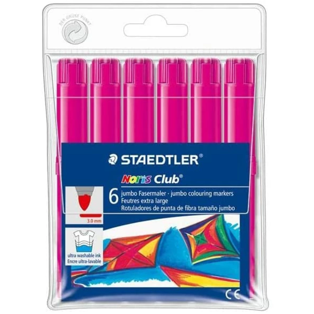 Thumbnail-Staedtler Noris Aquarela 340 Pacote com 6 marcadores grandes – Curso 3mm Aprox – Lavável Facilmente – Tinta à base de Água – Cor Magenta