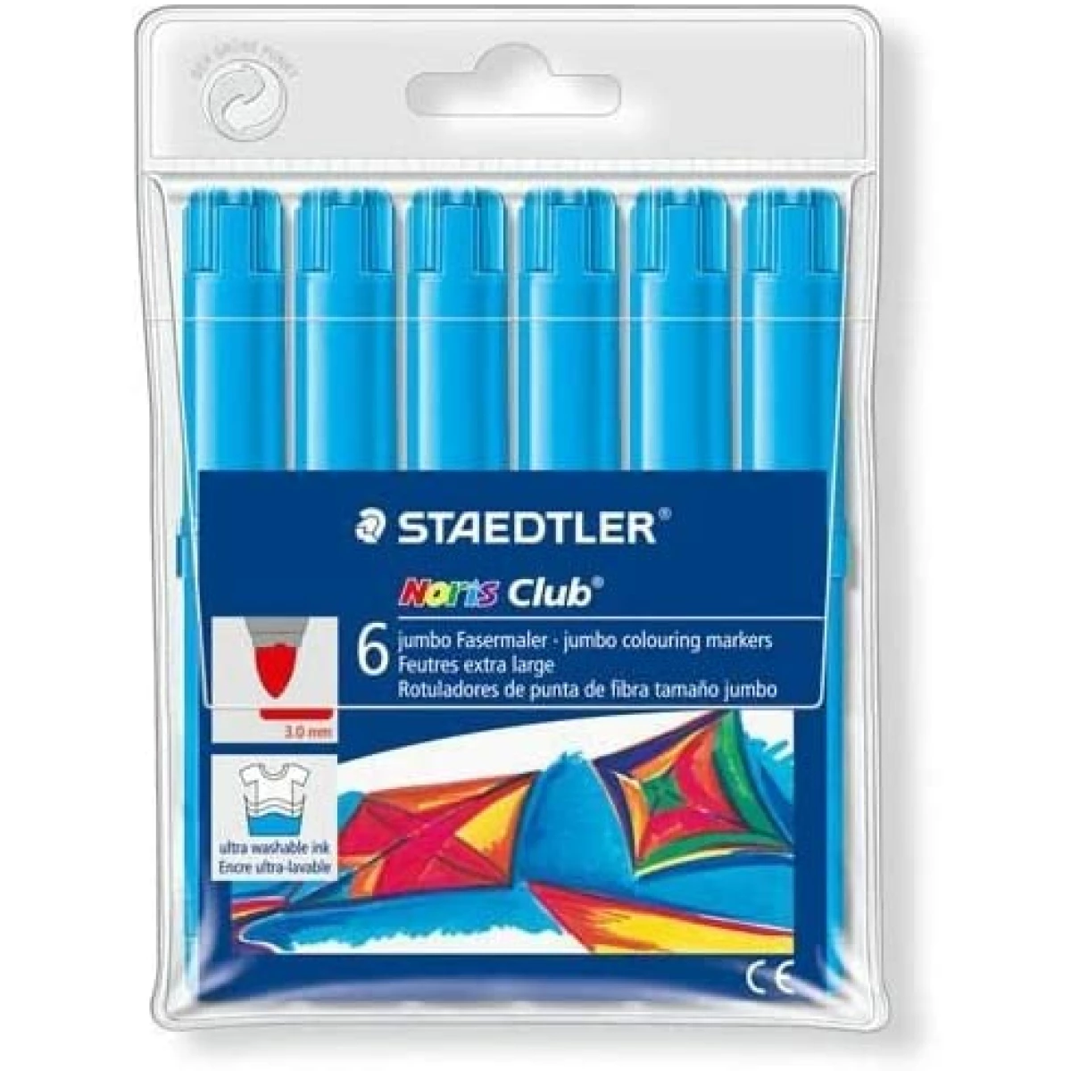 Thumbnail-Staedtler Noris Aquarela 340 Pacote com 6 marcadores grandes – Curso 3mm Aprox – Lavável Facilmente – Tinta à Base de Água – Cor Azul Claro