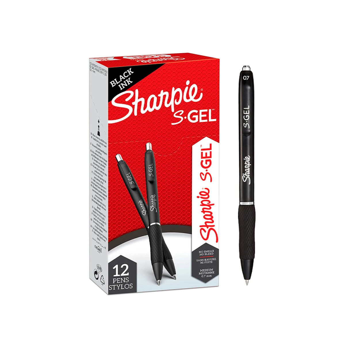 Galery – Esferografica sharpie retratil tinta gel ponta 0,7 mm cor preto – 12 unidades0