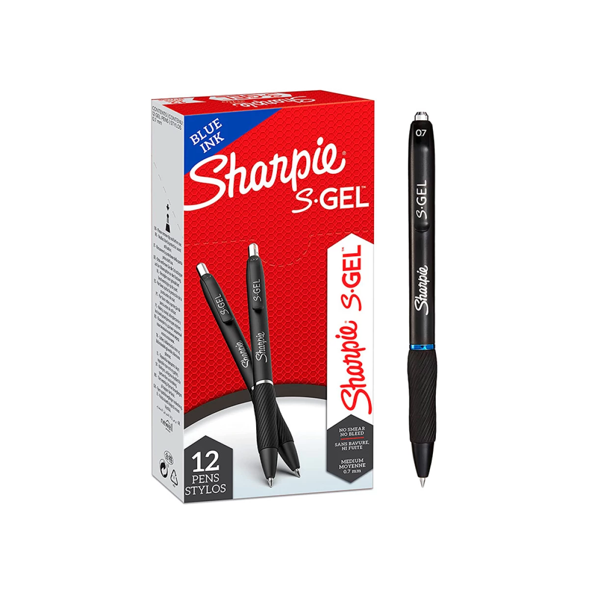 Galery – Esferografica sharpie retratil tinta gel ponta 0,7 mm cor azul – 12 unidades0