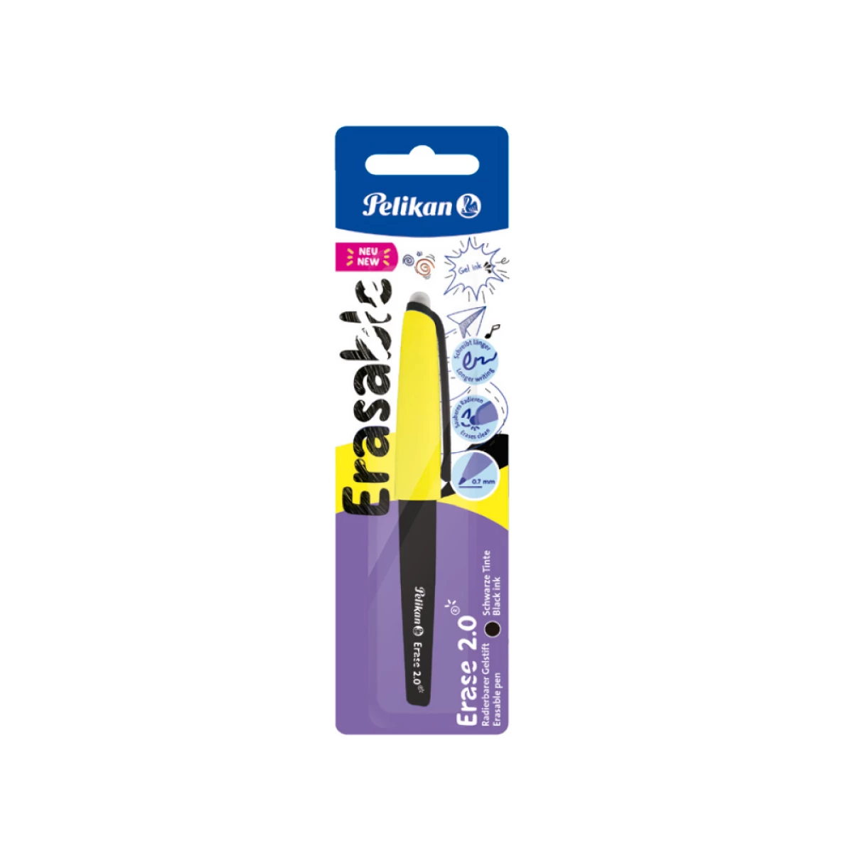 Galery – Roller pelikan erase 2.0 apagavel ponta 0,7 mm tinta gel cor preto – 12 unidades0