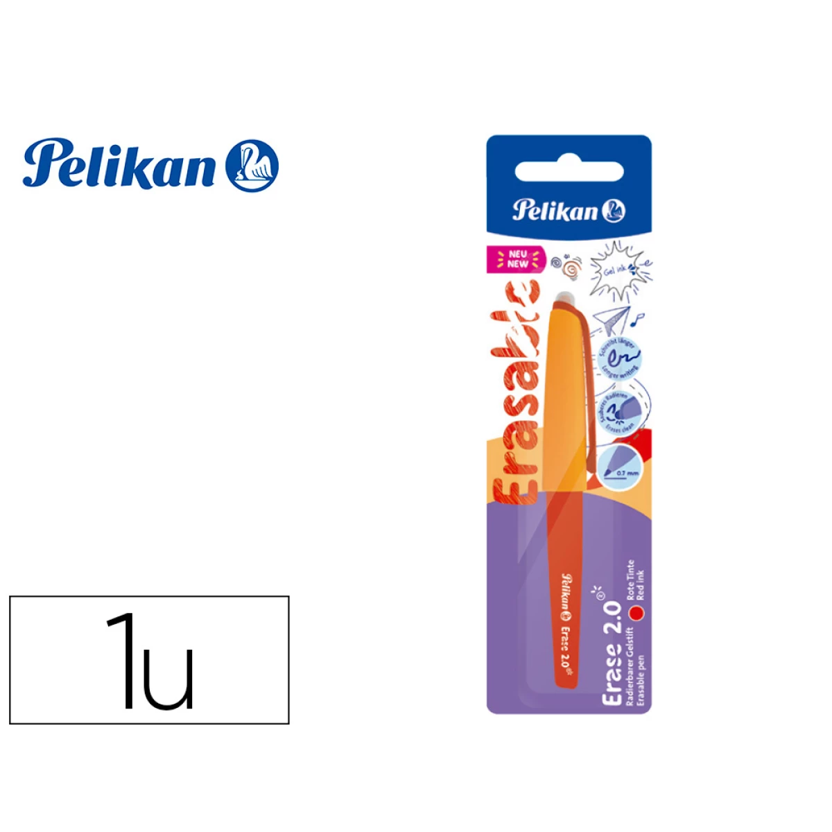 Thumbnail-Roller pelikan erase 2.0 apagavel ponta 0,7 mm tinta gel cor vermelho – 12 unidades