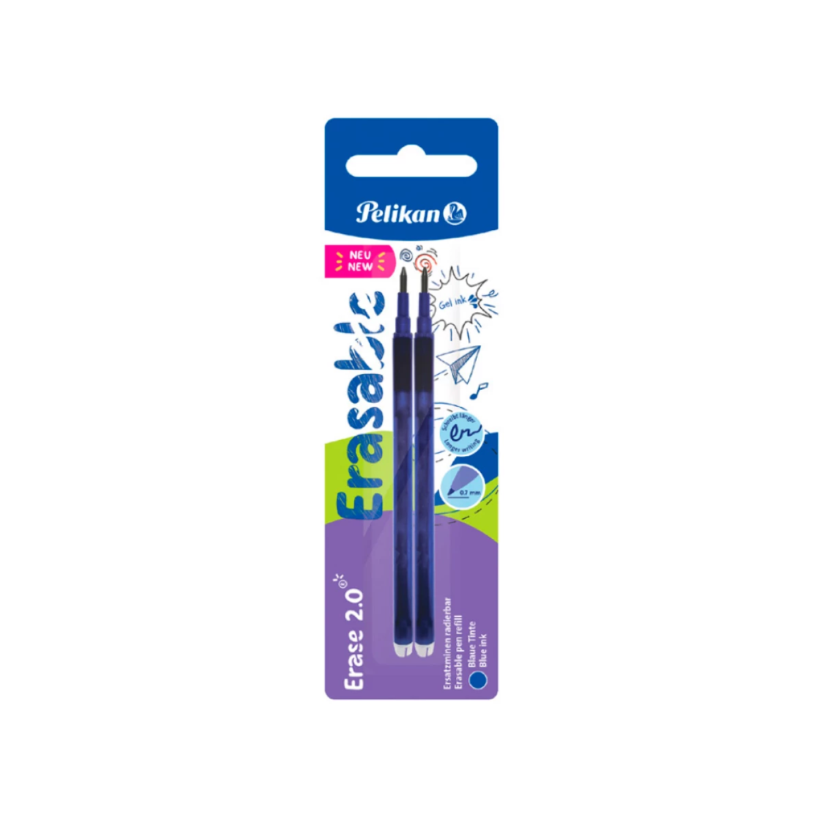 Galery – Recarga roller pelikan erase 2.0 cor azul blister de 2 unidades0