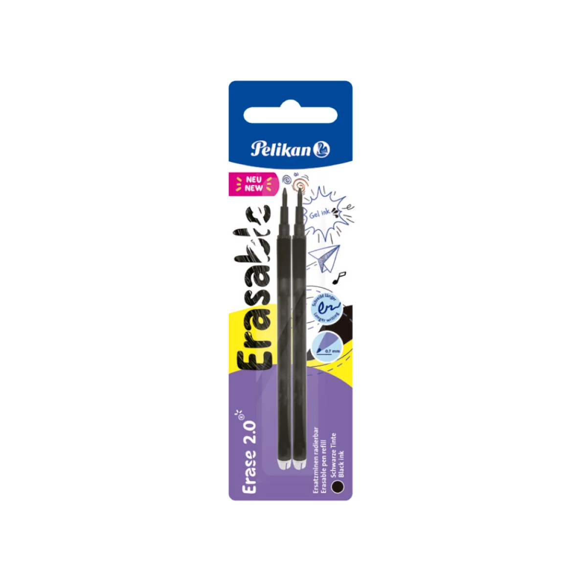 Galery – Recarga roller pelikan erase 2.0 cor preto blister de 2 unidades0