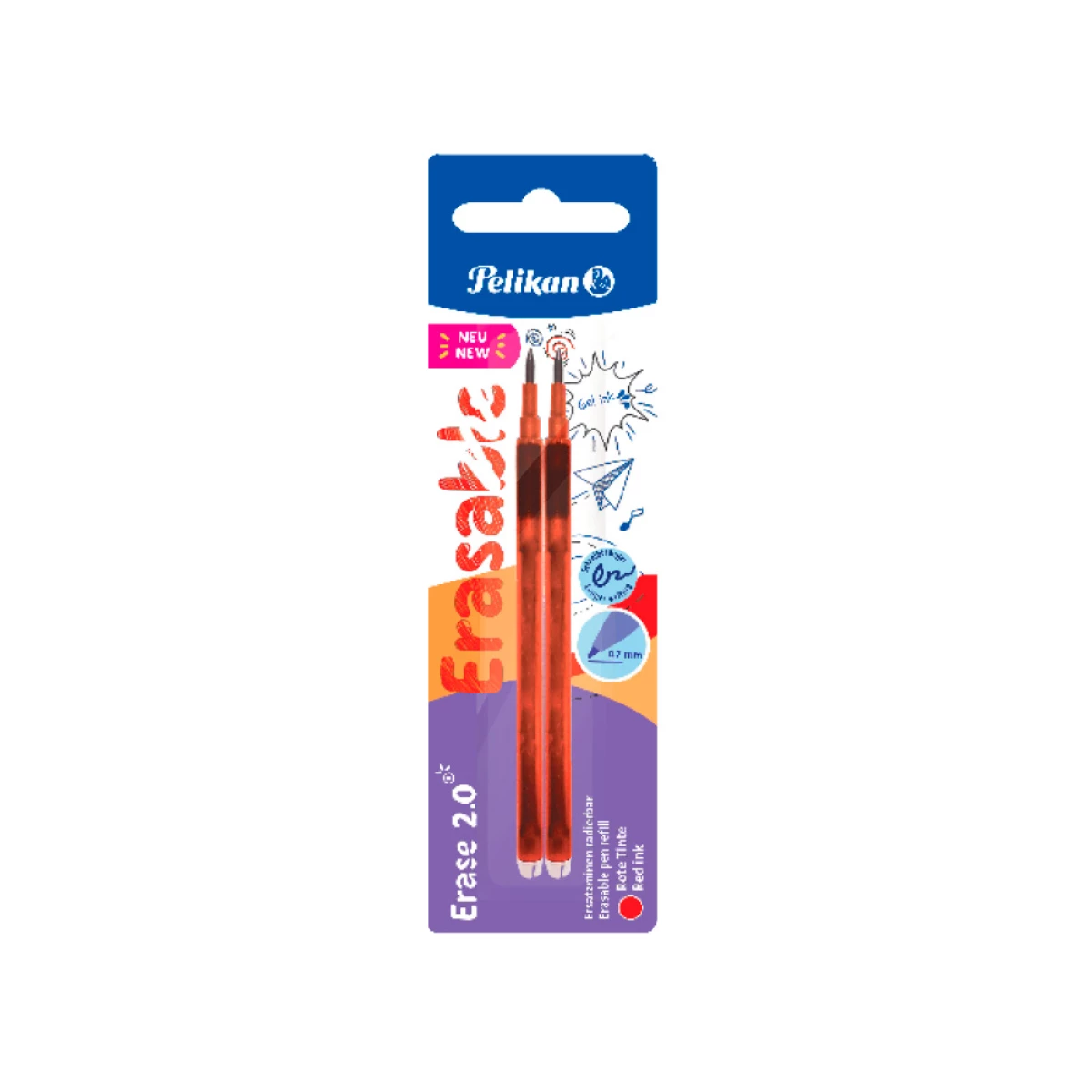 Galery – Recarga roller pelikan erase 2.0 cor vermelho blister de 2 unidades0