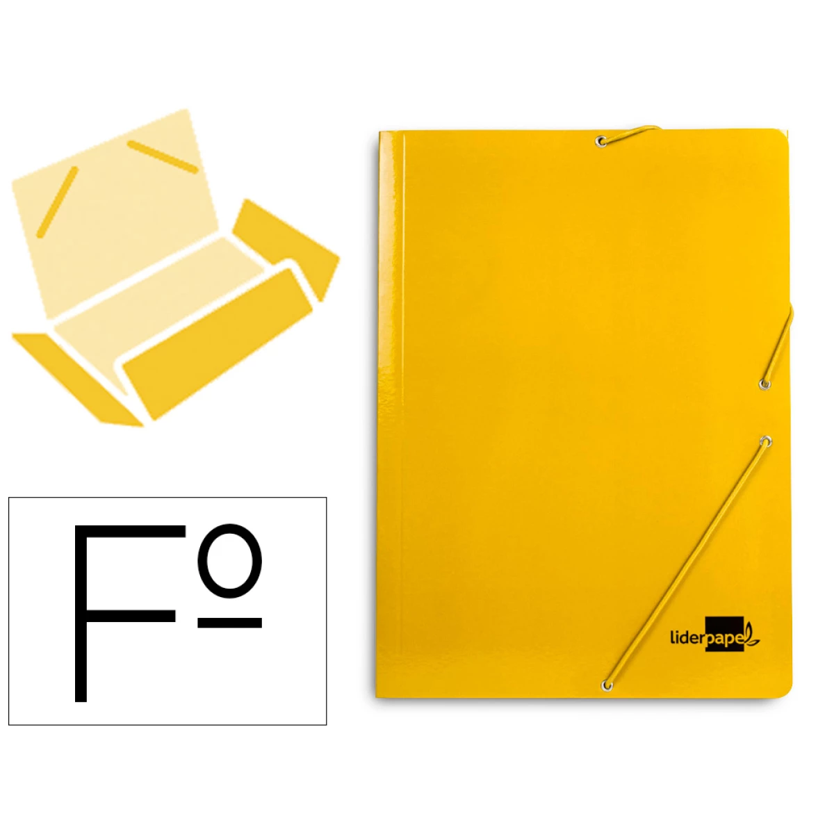 Thumbnail-Pasta liderpapel de elasticos folio 3 abas cartao plastificado cor amarelo