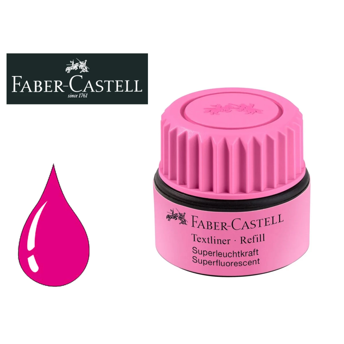 Thumbnail-Tinta marcador faber castell fluorescente 1549 com sistema capilar cor rosa frasco de 30 ml