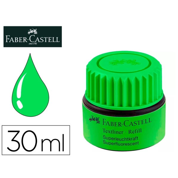 Thumbnail-Tinta marcador faber castell fluorescente 1549 com sistema capilar cor verde frasco de 30 ml